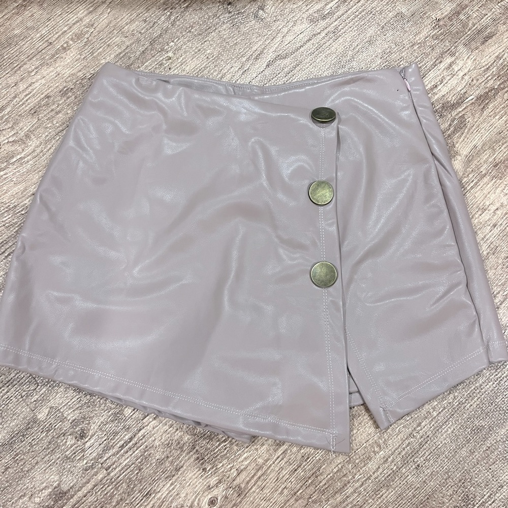 Haute Monde Asymmetrical Faux Leather 
Wrap Skort‎